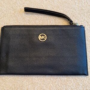 Michael Kors Black Leather Wristlet
